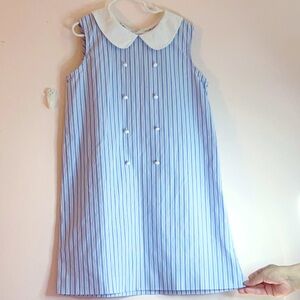 Light blue and white striped Brooks brothers dress with buttons